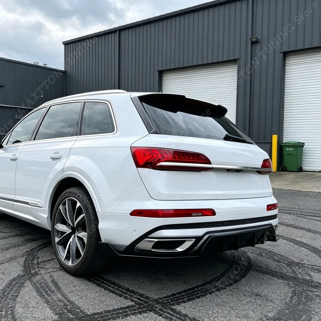 For Audi Q7 MK2 S-Line LCI 2020 2021 2022 2023 Glossy Black Rear Bumper Valance Diffuser Spoiler Exterior Guard Bodykit Tuning