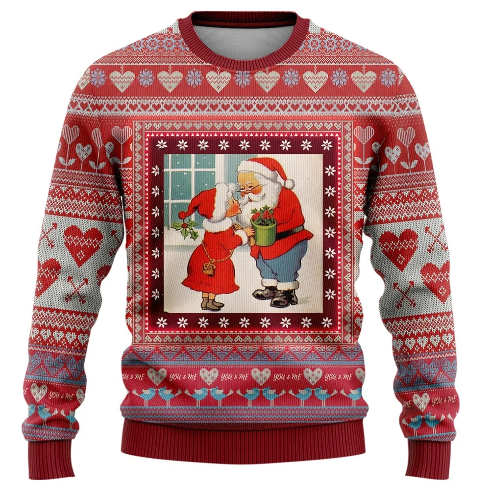 Santa Claus Graphic Ugly Christmas Sweater 2026 Merry Christmas Dinosaur 3d Printed Sweaters Crewneck Sweatshirt Pullovers Tops