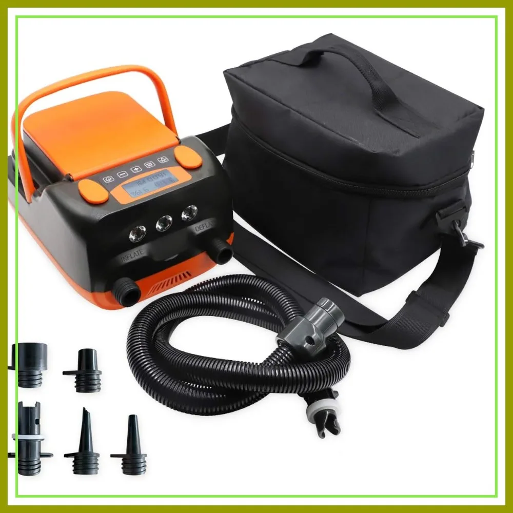 

Rechargeable 16PSI 12V Electric Air Pump for Stand Up Paddle Board, Boat, Kayak - Portable Inflator/Deflator