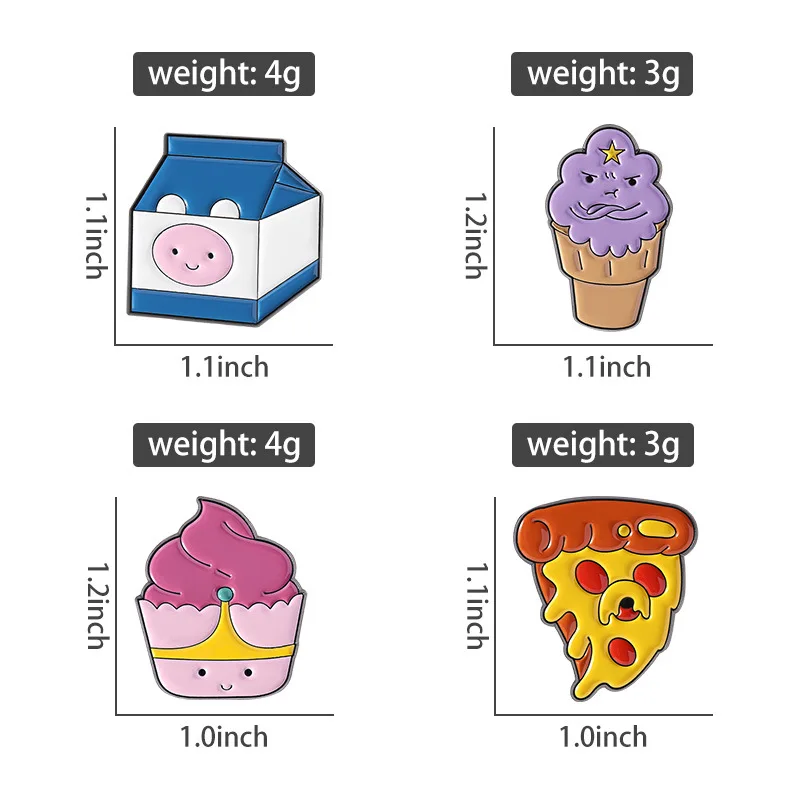 Cute Food Brooch Set, Cartoon Ice Cream Cupcake Enamel Pins, Unique Backpack Decor, Ideal Birthday Gift For Foodie Friends