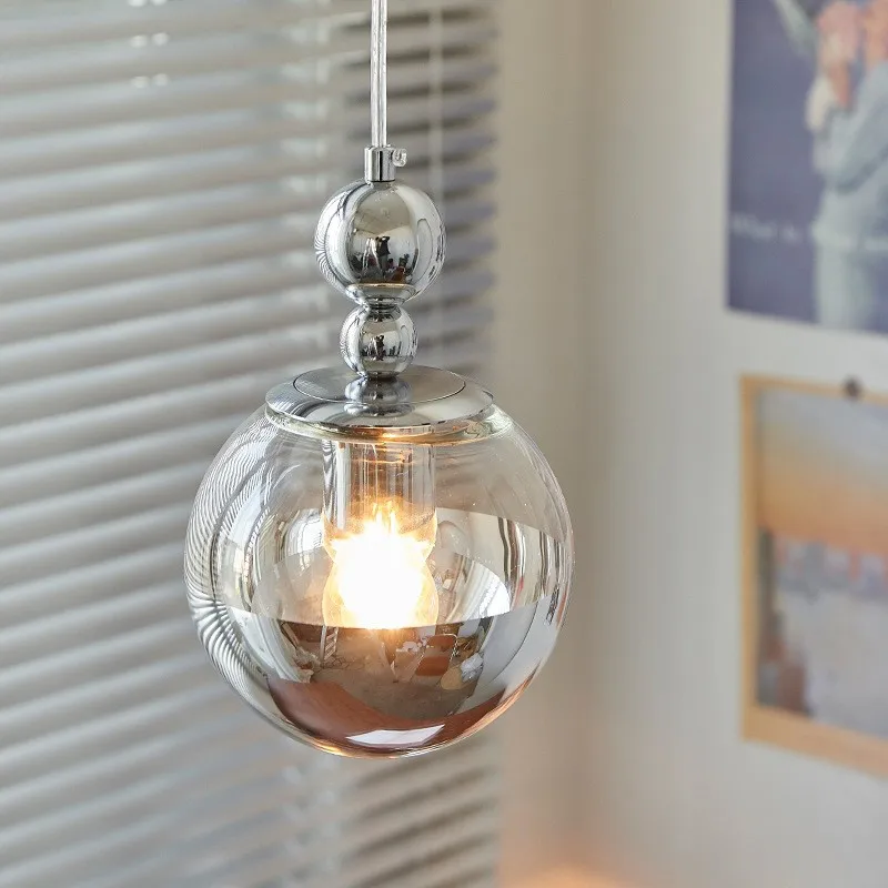 Lampe LED Suspendue en Forme de Boule de Verre Chromé, Luminaire Moderne et Minimaliste, Blanc Chaud, pour Salle à Manger, Salon, oral et