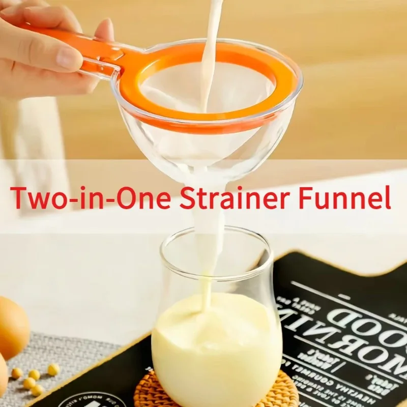 Wide Mouth Two-in-One Filter Funnel with Strainer Plastic Kitchen Cooking Baking Tool for Straining Juice Soy Milk And Flour