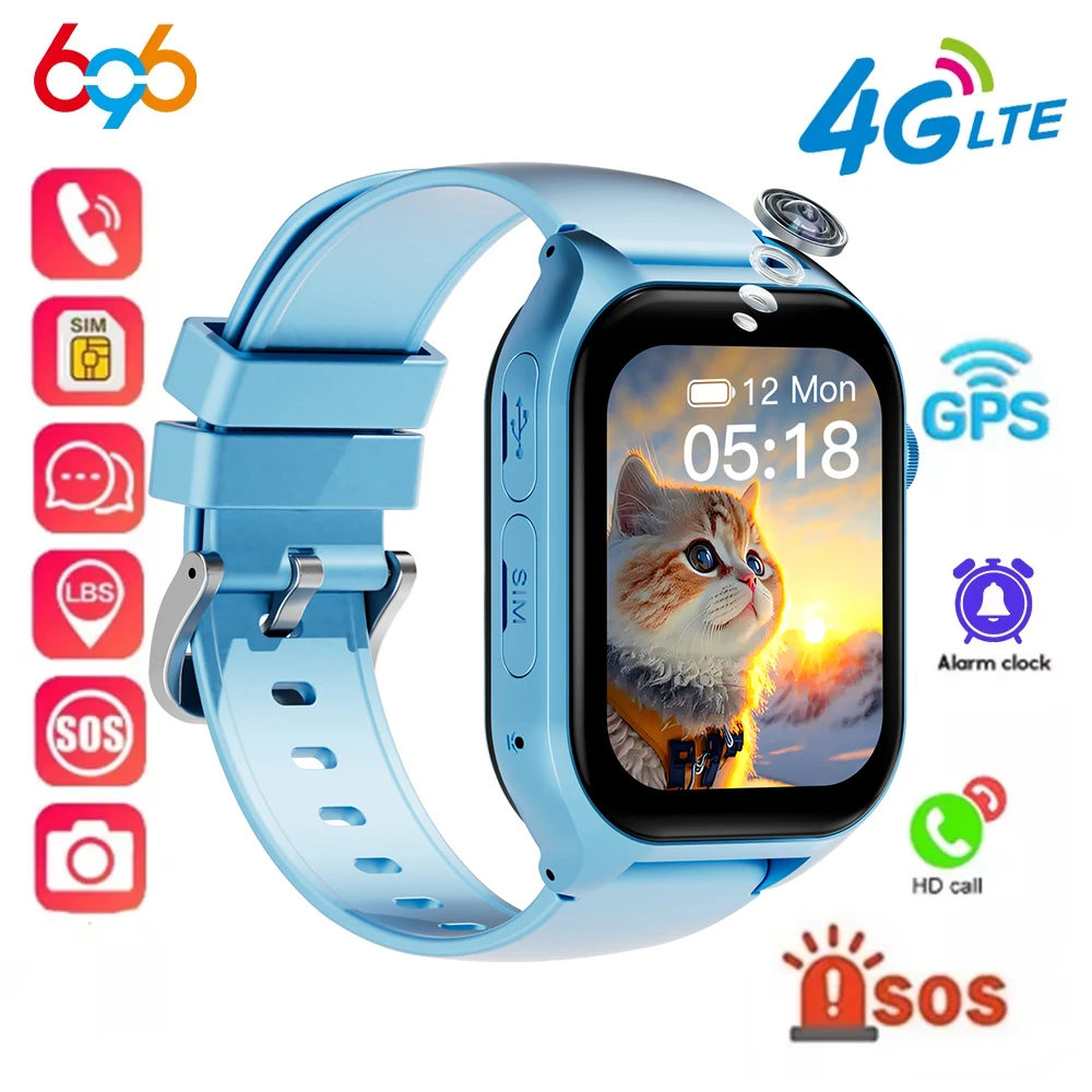 Smart Watches 4G Kids GPS AGPS LBS SOS Music Playback HD Camera Smartwatch Waterproof Video Call 800mAh Boy Girl Children Gift