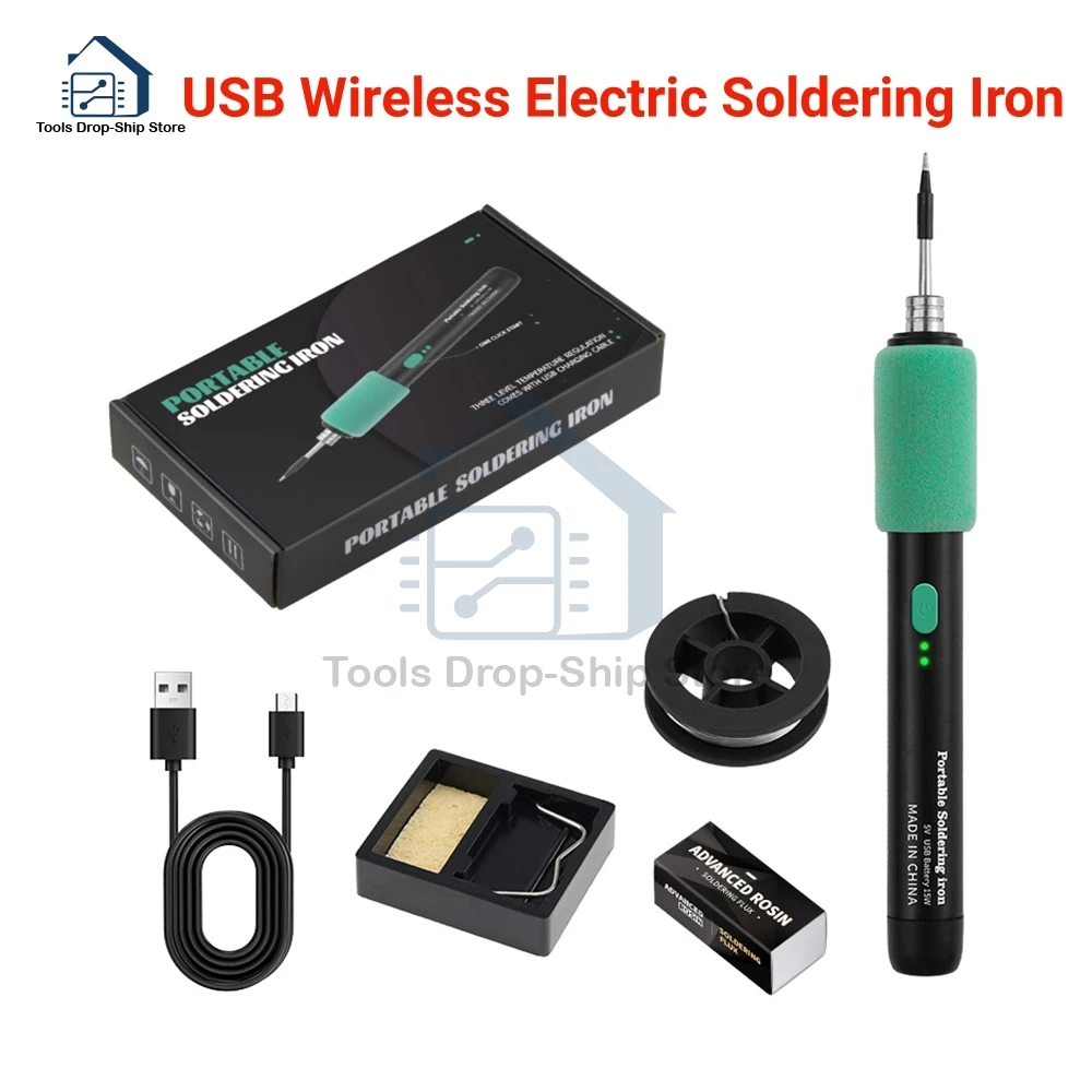 USB Wireless Electric Soldering Iron 3-level Temperature Control Replaceable Solder Iron Tips Type-C Repair Welding Tools