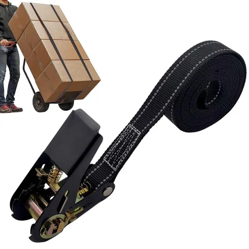 Heavy-Duty Car & Truck Front Cargo Ratchet Strap with Metal Buckle Adjustable Secure Tie-Down for Safe Luggage Transport