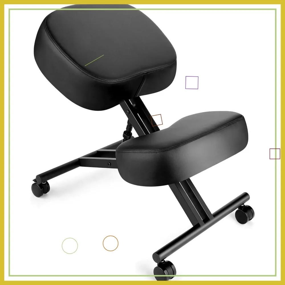 كرسي ركوع مريح للمكتب والمنزل، مقعد قابل للتعديل مع مقعد بزاوية، وسائد إسفنجية سميكة وعجلات ناعمة #1