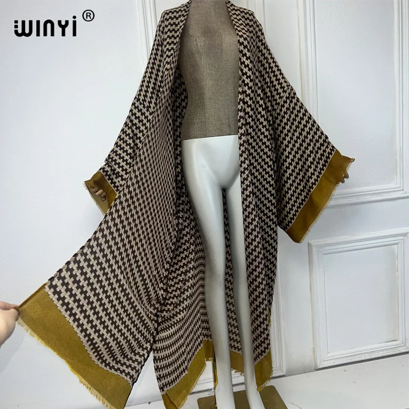 WINYI Africa summer fashion stampa geometrica kimono maxi dress beach cover up Cardigan donna boho sexy coat kaftan beach outfits