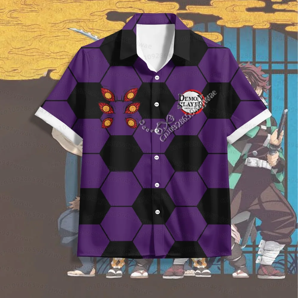 26 Demon Slayer Beach Shirt Short-Sleeved Men's Shirt, 2026 New Style, Cartoon Japanese Anime Men's Hawaiian Shirt Men T-Shirt - view 3