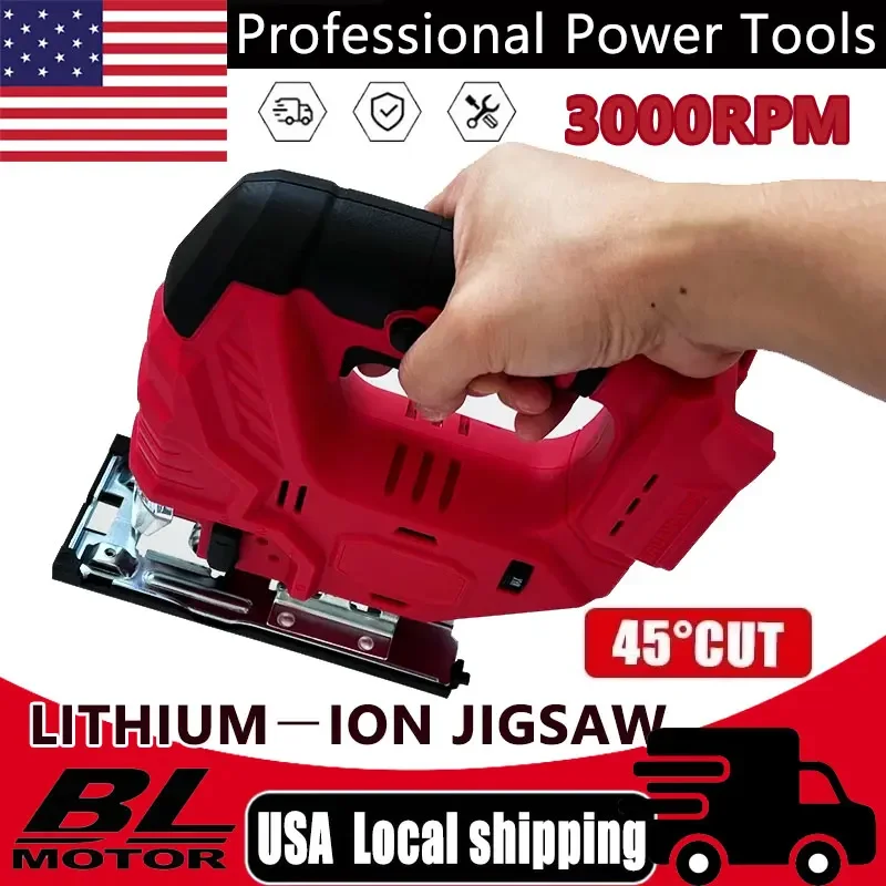 

Fit Milwaukee 3000RPM Brushless Curve Saw Cordless Electric Jig Saw Portable Adjustable Woodworking Power Tool For 18V Battery