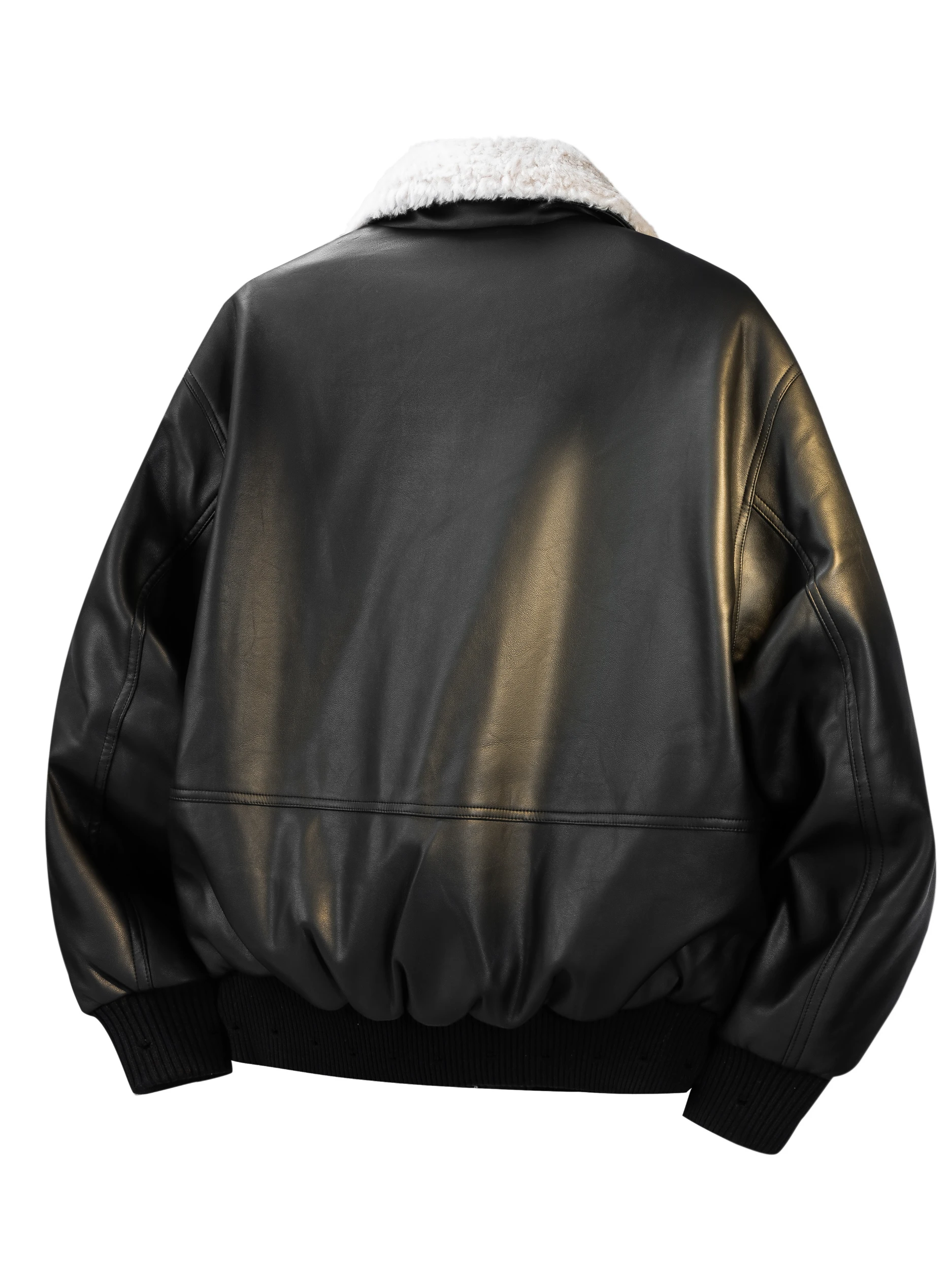 الراقية الأمريكية الرجعية الجلود Jaet أسفل معطف الرجال فرو الضأن طوق Sli فضفاض أسفل معطف Jaet الشباب ular يوميا... #4