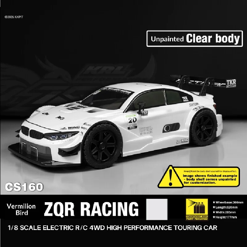 KKPIT 1/8 Scale 4WD Electric RC Drift Touring Car ZQR Clear Unpainted Body 360mm Wheelbase KRL RS High Performance Adult Hobby