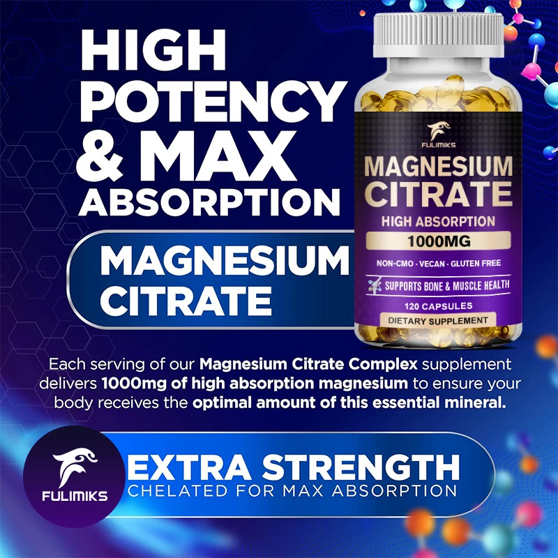 Buy 2 Get 2 Free! Magnesium Citrate 1000mg Capsules, Natural Constipation Relief, Gentle Laxative & Digestive Regularity Support