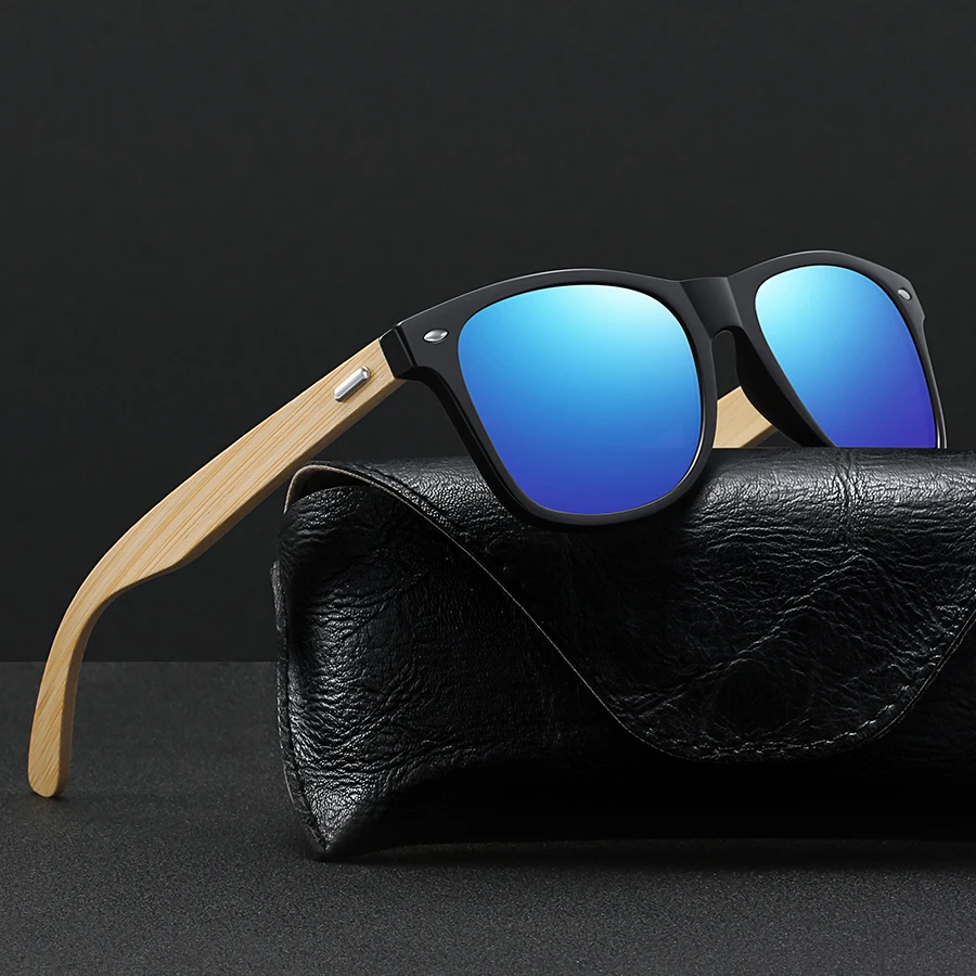 Fashion Bamboo Wood Vintage Square Sunglasses Men Women Luxury Brand Designer Sun Glasses Wooden Driving Fishing UV400 Eyewear