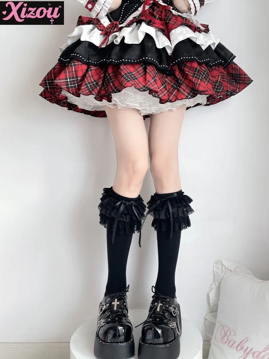 Sweetheart girl Japanese doll original Lolita pure cotton calf socks lace bow media tube sock cotton socks knee sock women