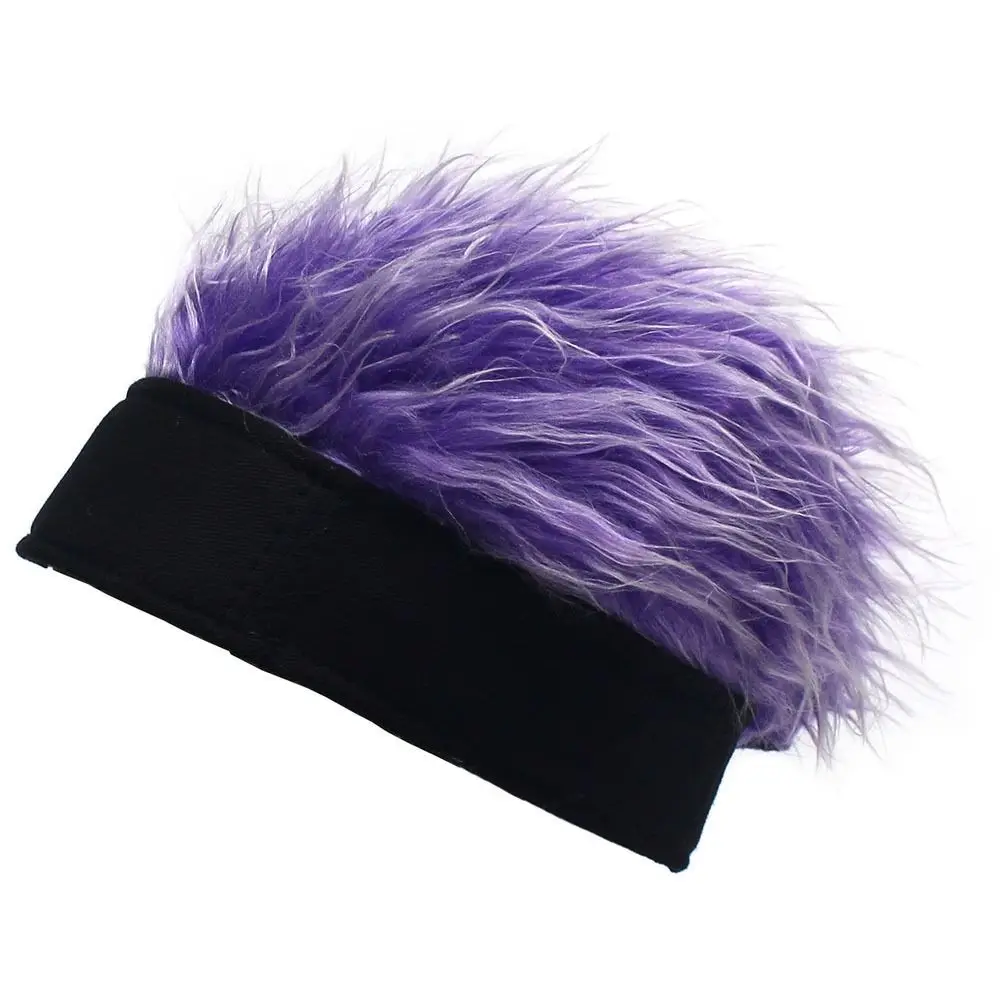 Punk Retro Fake Hair Skullcap Brimless Hip Hop Fun Short Hair Caps Synthetic Colored Beanie Wig Hat Women