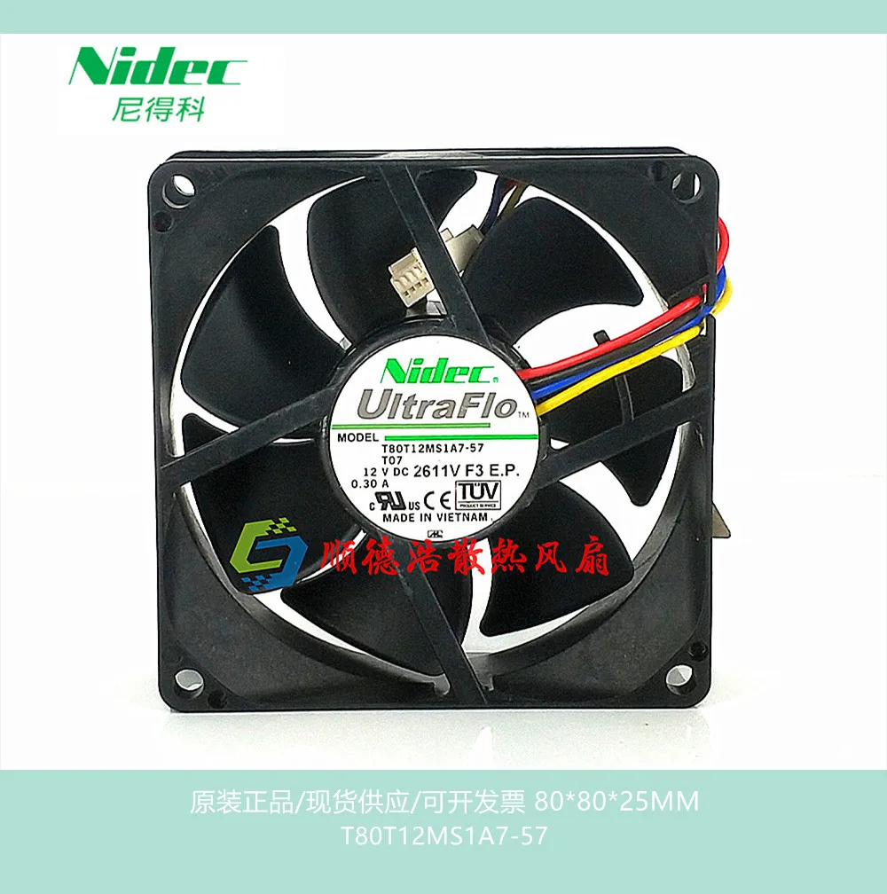 

Nidec T80T12MS1A7-57 DC 12V 0.30A 80x80x25mm 4-Wire Server Cooling Fan