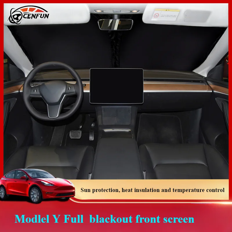 CENFUN is suitable for the Tesla modely front sunshade with sun protection and thermal insulation front glass sun shield