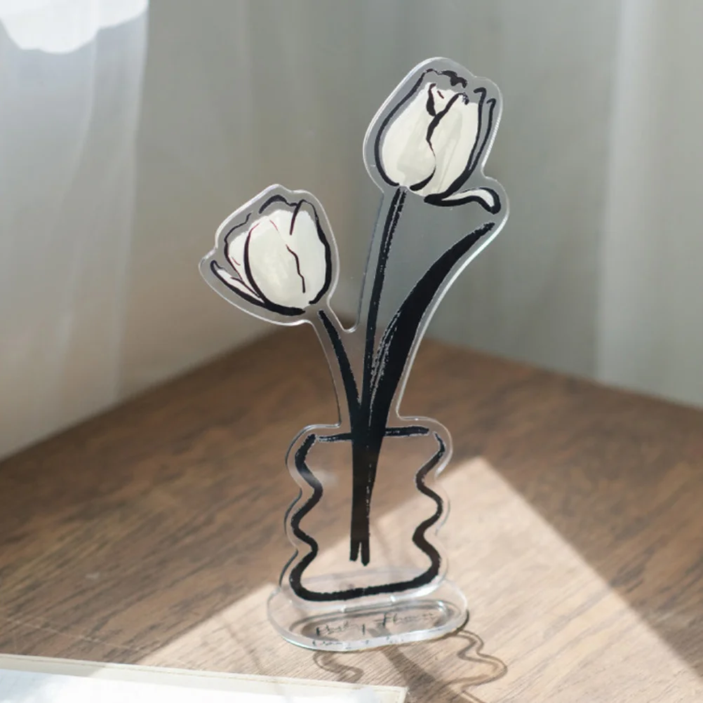 

Tulip Acrylic Photo Holder Clip Decorative Desktop Memo Stand Picture Display for Office Home Party Picture Holder