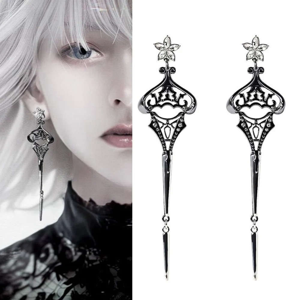 

Robot YoRHa 2B Earrings Stud Cosplay Gothic Women Ear Clip Anime Game Jewelry Peripheral Gifts