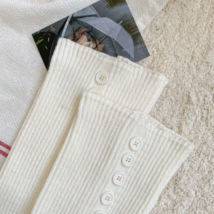 ​New Women's Button Detail Slouchy Sock Toppers Cozy Knit Leg Warmers for Layering with Yoga Pants & Boots​