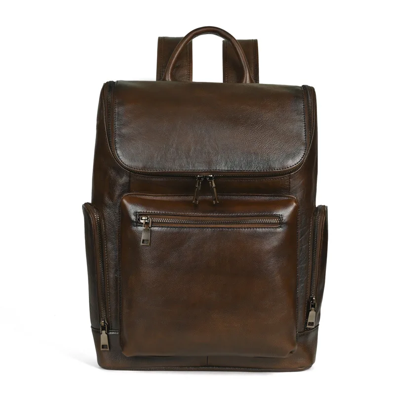 

Classy New Men's Leather Backpack with Laptop Compartment and Distressed Look