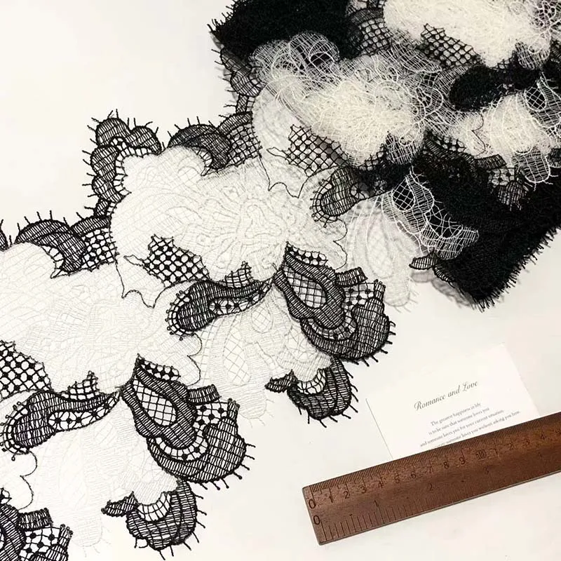 

16Yards Black White Eyelash Lace Trim Water Soluble Fabric For Clothing Accessory Dress Sleeve Sewing Lace Fabrics