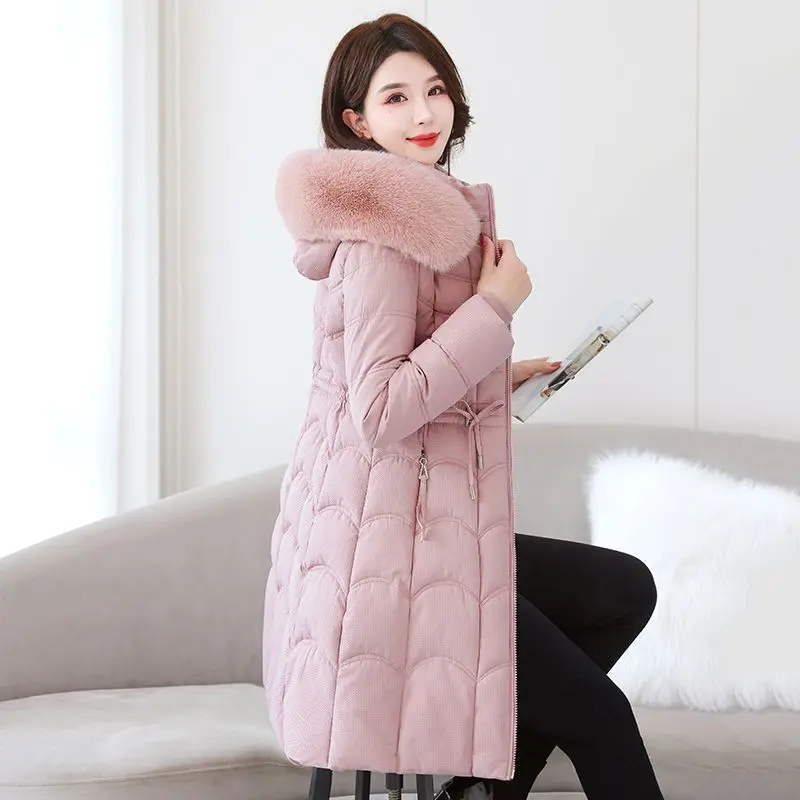 Parkas Warm Casual Parka Jacket 2025 New Winter Coat Women Overcoat Long Jackets Fur Collar Lining Thick Black Snow Outerwear