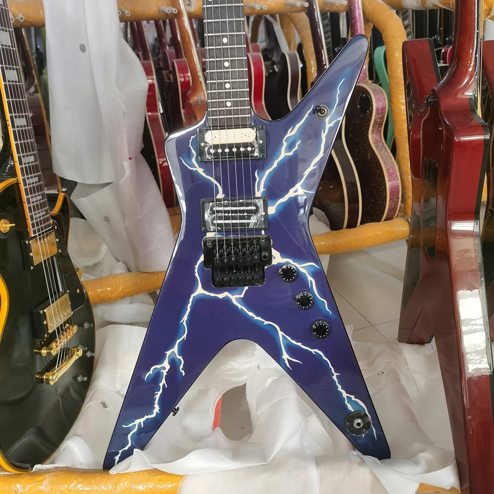 OEM electric guitar WA SHBURN D IME, Floyd Rose tremolo, lightning inlay, blue front face, in stock，Fast delivery