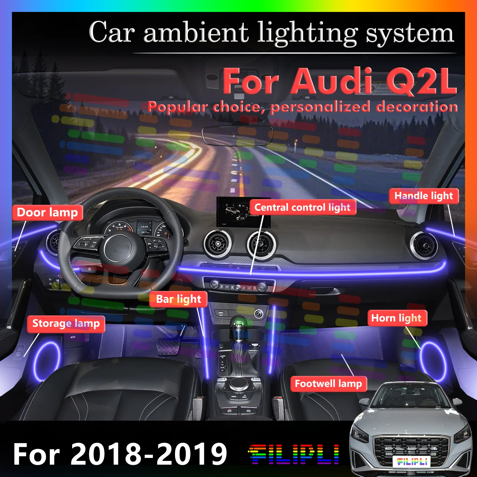

For Audi Q2L Car LED Lights - Temperature Control, Auto Dimming & Smart Energy Saving