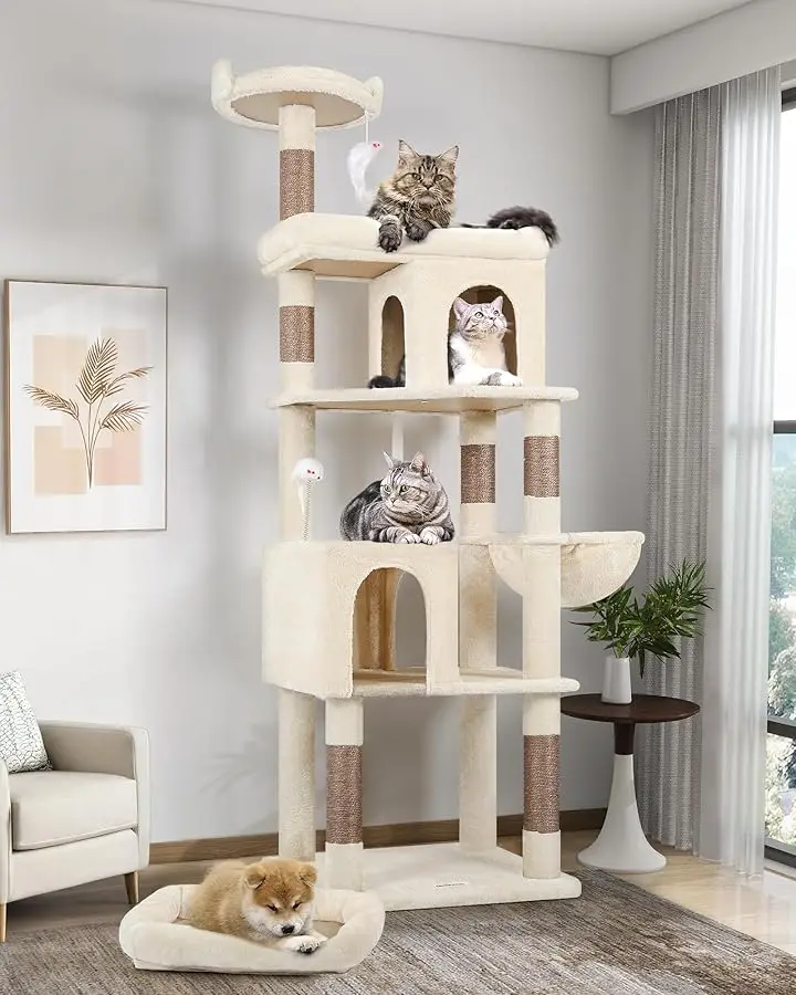 

Globlazer Heavy Duty Cat Trees for Large Cats, Sturdy 72in Maine Coon Tree for Large 20 lbs+ Heavy Duty Tower for Ad