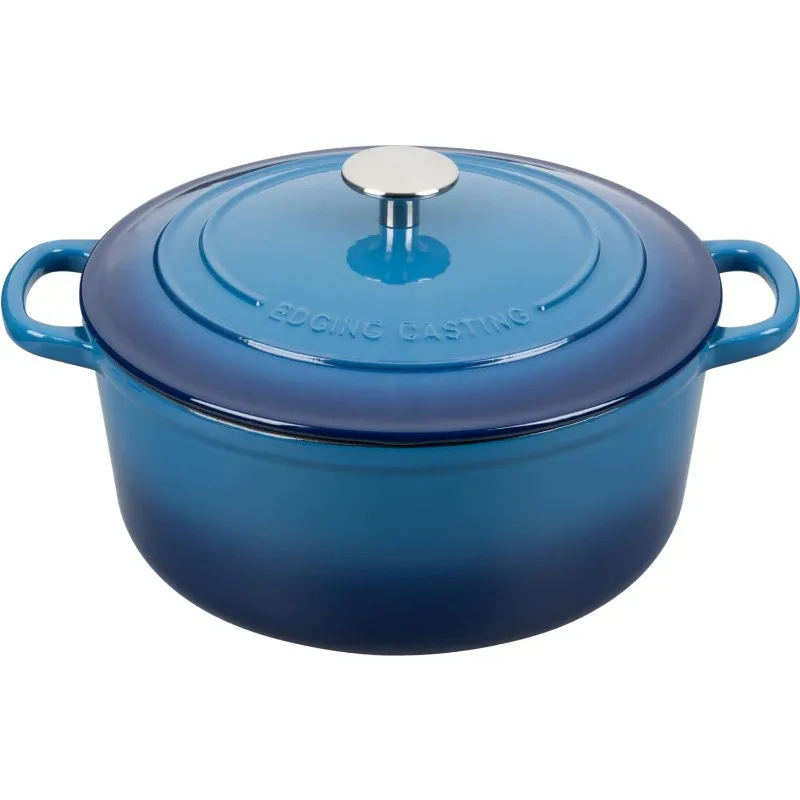 Enameled Cast Iron Dutch Oven Pot With Lid for Cooking, Bread Baking, Bread Oven, 5.5 Quart, Lake Blue