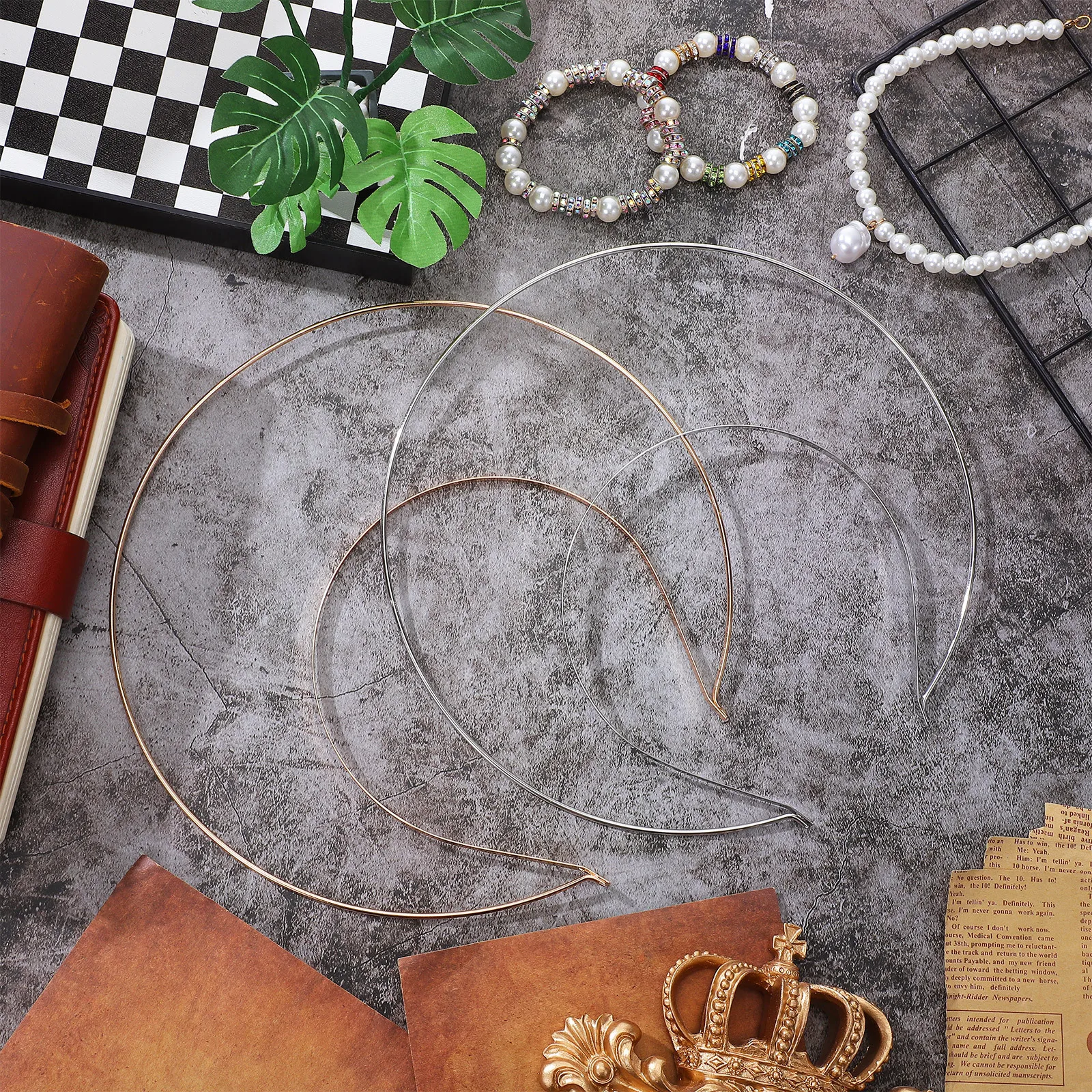 

2Pcs Simple Headband Alloy Bridal Tiara Wedding Accessory Elegant Festival Hairband Bridal Crown Wedding Headband