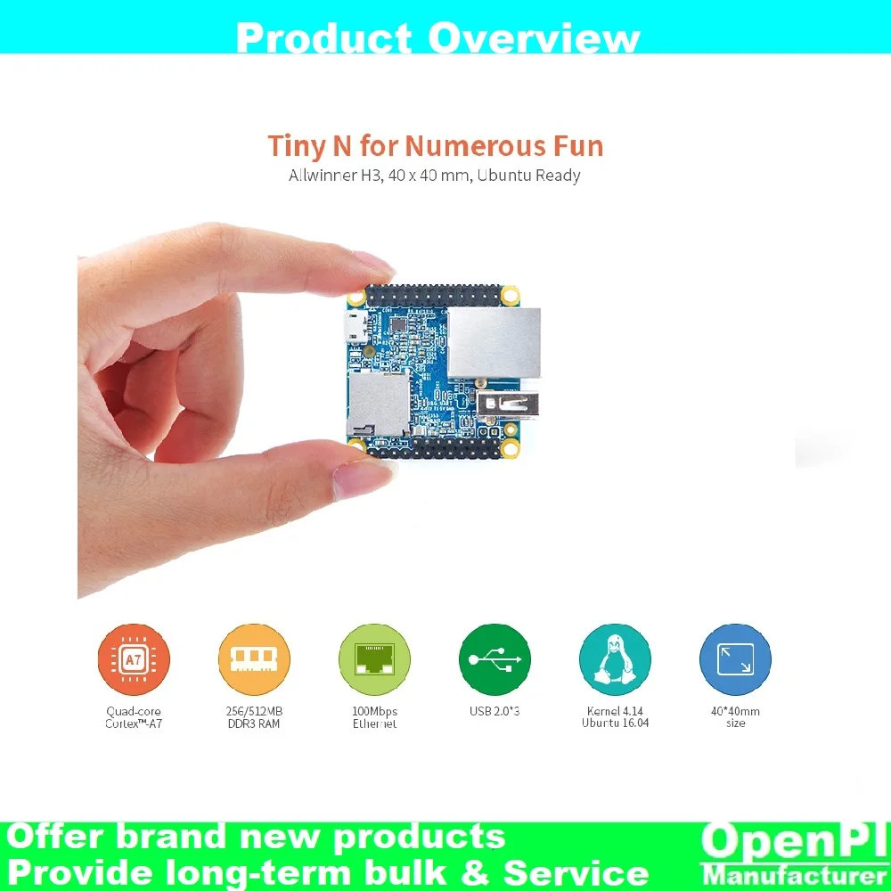 Open+Pi Nano Neo V1.4 LTS (512MB DDR RAM) | Allwinner H3 Quad-core Cortex-A7 1.2GHz | OpenWRT, Ubuntu, Linux Etc