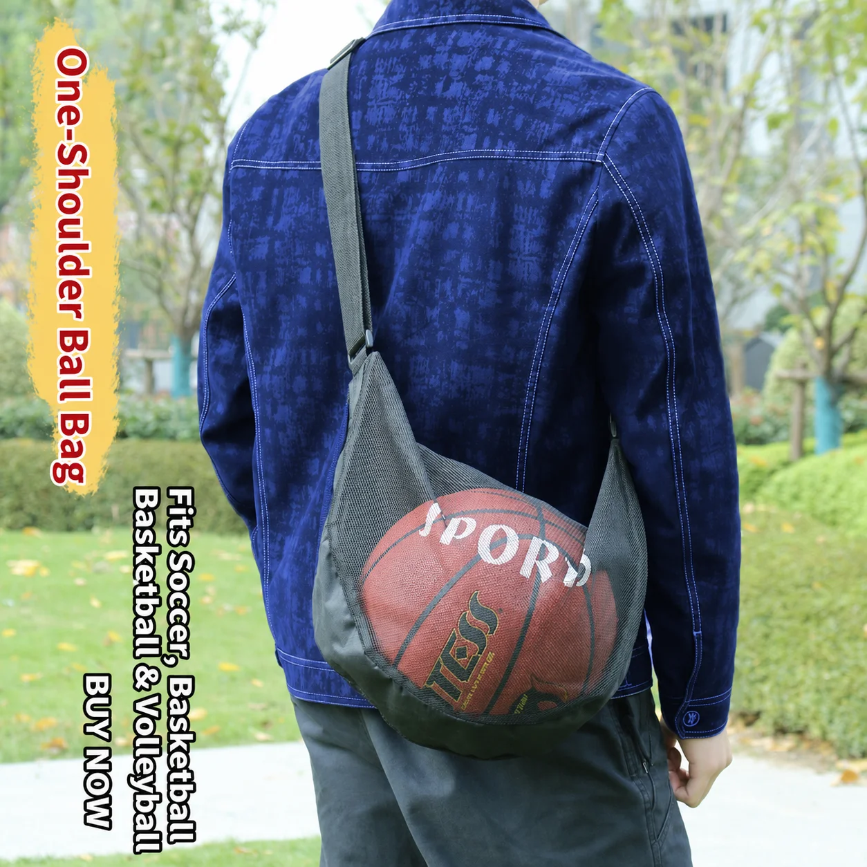 Adjustable Mesh Shoulder Bag Single Ball Bag Football Basketball Volleyball Storage Bag Large Handheld Crossbody Sport Net Bag