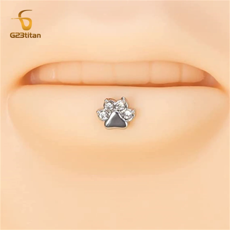 16G Titanium Cartilage Earrings Stud Flat Back Cat Paw Ear Piercing Jewelry Internally Threaded Medusa Lip Ring Body Accessories image 6