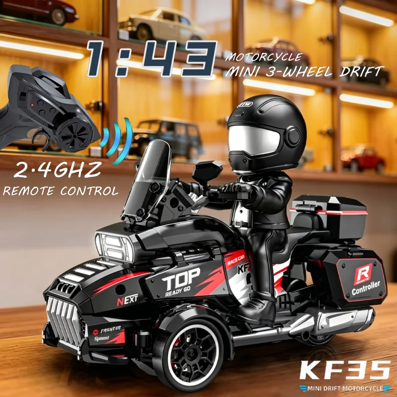 

NEW RC Car KF35 Motorcle MINI 3-Wheel Driftr RC Car 3WD 1:43 Scale High Speed RC Racing Car with LED Light For Children Toys Car