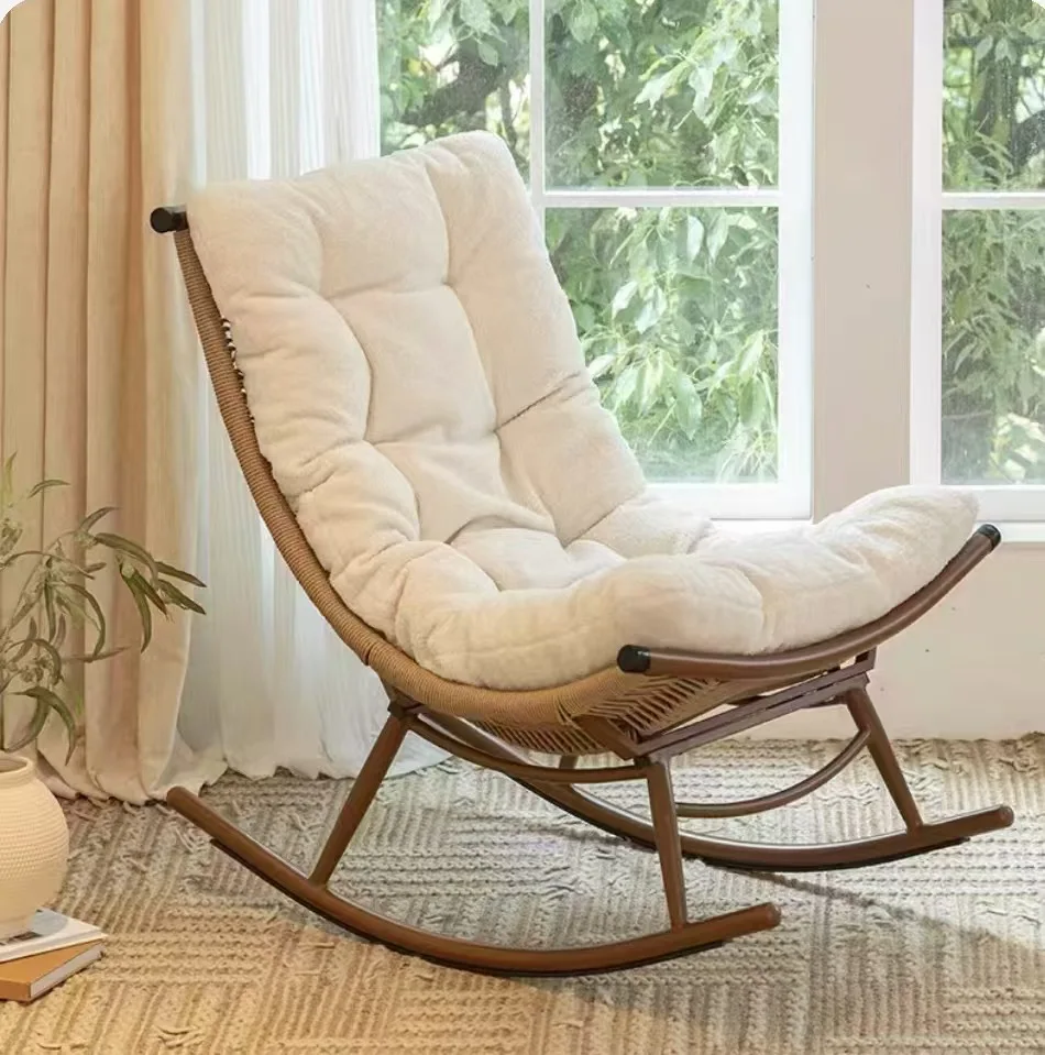-For Rocking Chair Recliner for Adults - Sleepable Balcony Lounge Chair for Living Room Home Use - Relaxing Leisure Chair^