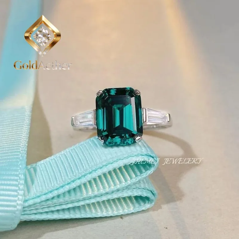 

Кольцо GoldAether Luxury из цельной платины PT950 с аквамарином и бриллиантом 6 карат, женское кольцо с муассанитом