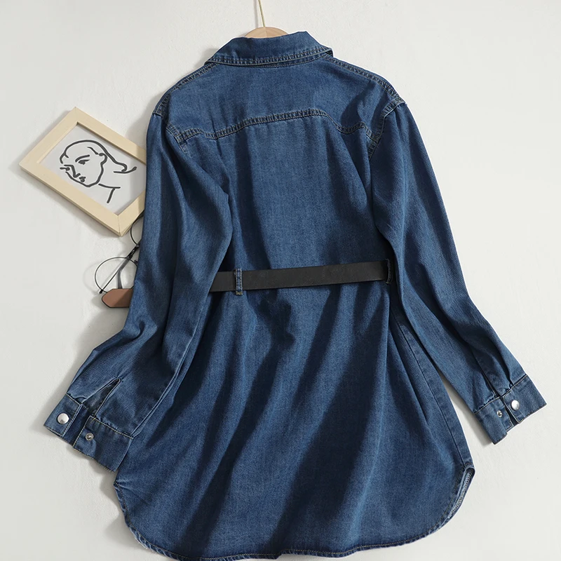 Denim Shirt Women's New Spring Shirt Jacket Korean Outside Wear Long-sleeved Shirts Top Medium Length