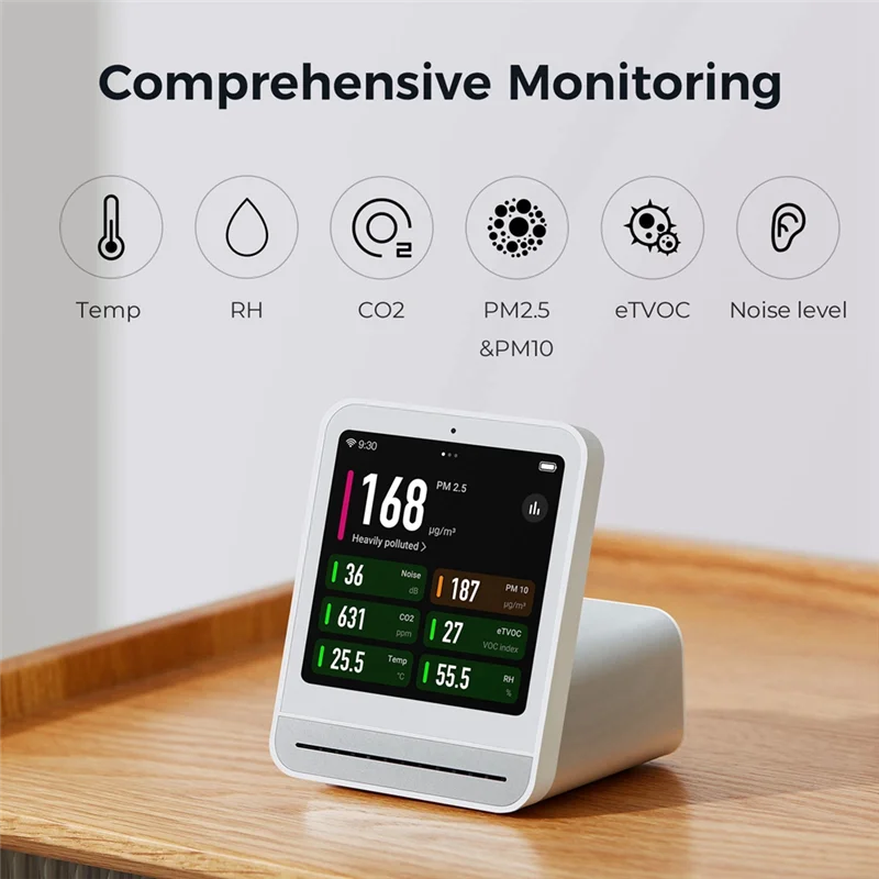 Luftmonitor 2, Smart Home, Touchscreen-Steuerung, Temperatur- und Feuchtigkeitssensor, CO 2, PM2,5-Detektor für Mihome App-A31R