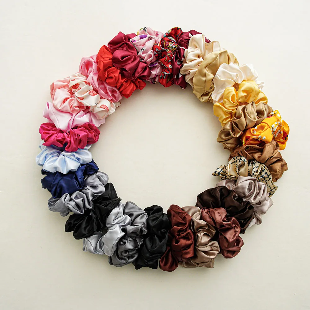 6PCS/set Pure Mulberry Silk Hair Scrunchies Silk Hair Ties Hairbands Skinny Scrunchies Ponytail Holders Hair Care Accessories