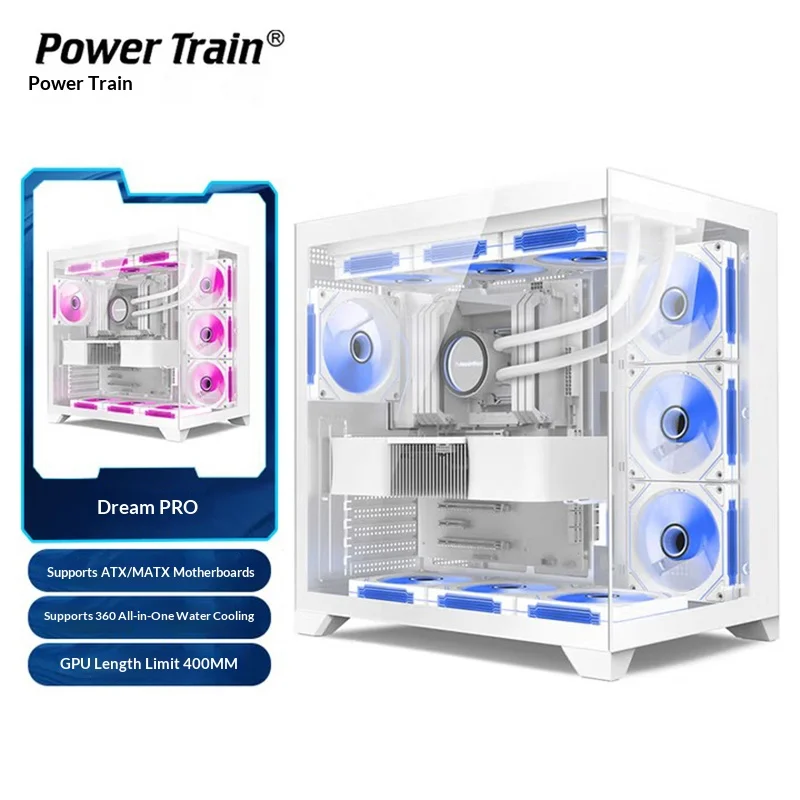 Power Train Dream Pro Panoramic Perspective Sea View Room Case with 360-Degree Water Cooling ATX MATX ITX Motherboard - view 2
