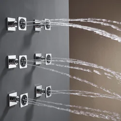 2 Functions Black Bathroom Square Body Rain Shower Spray Jet Shower Head  Chrome Gold Brass Water Saving Massage Jet Sprayer