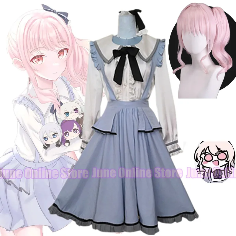 Anime Akiyama Mizuki Cosplay kostium pokojówki projekt Sekai kolorowa scena! Urocza dziewczyna Lolita sukienka z falbaną mundurek do odgrywania ról