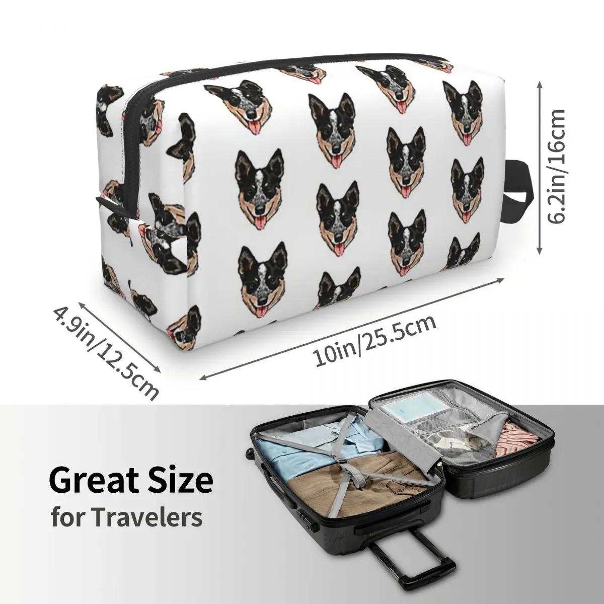 Australian Cattle Dog Lover, Blue Heeler Love Makeup Bag Cosmetic Storage Dopp Kit Toiletry Cosmetic Bag for Women Beauty Travel