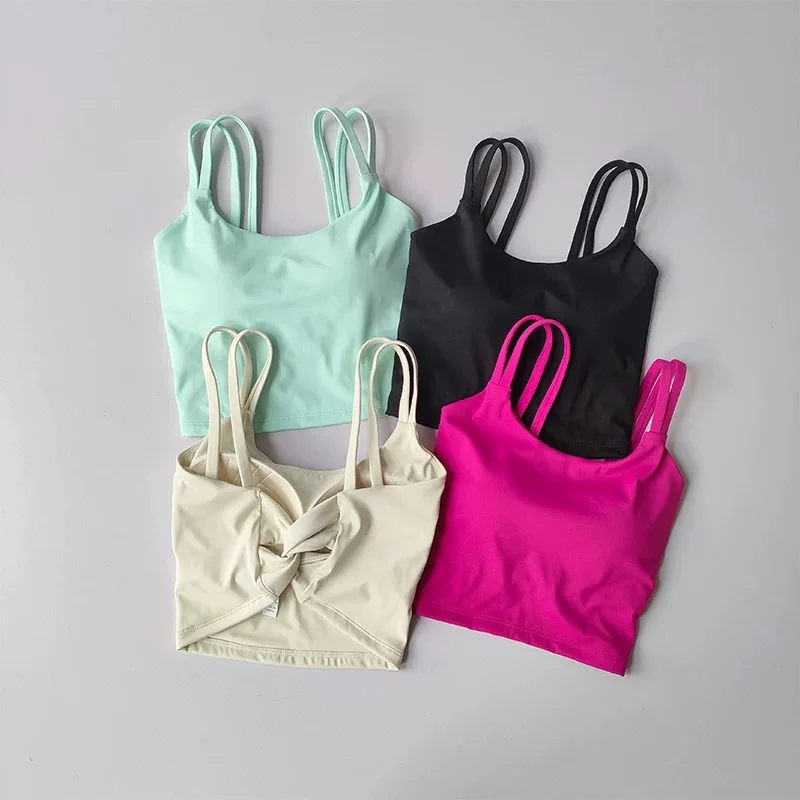 Damen All-in-One Sport-BH, stoßfest, schnelltrocknend, Yoga-Fitness-Laufweste mit Schönheitsrücken-Design für das Training – Detail 7