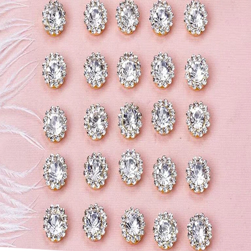 50pcs10/12mm sunflower drill hand sewing round flower disc diamond  handmade for various DIY material wedding accessories