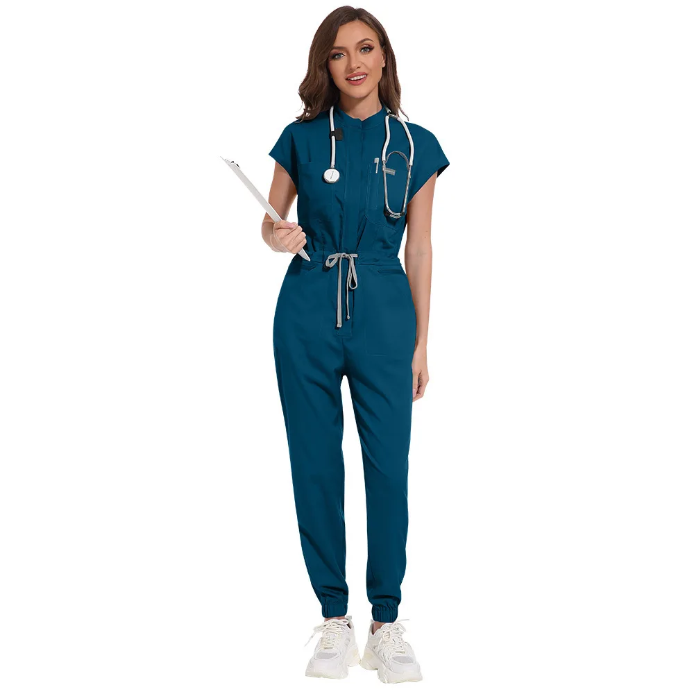 Set tuta con tasche multifunzionali e colletto rialzato, sala operatoria di alta qualità, set uniforme da lavoro ospedaliero, unisex