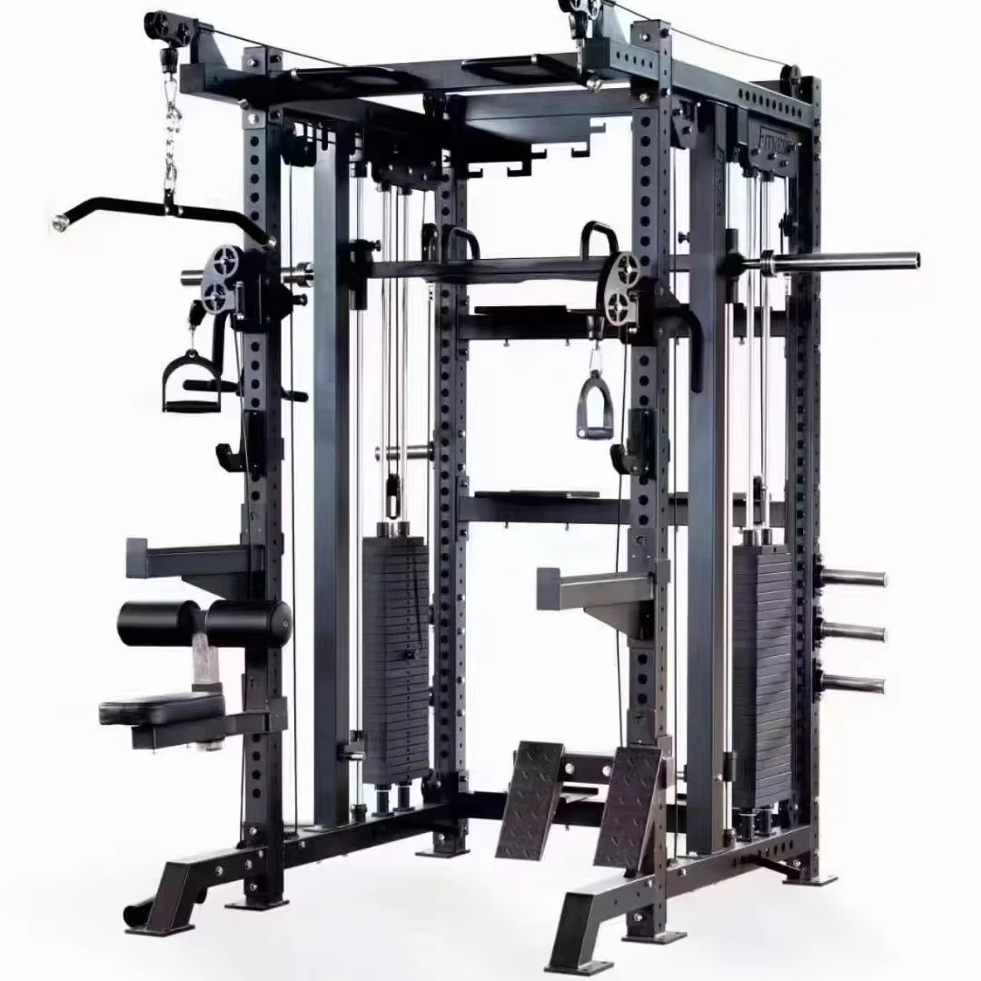 2026 Multi Functional 3D Smith Machine Cable Crossover Trainer Squat Rack Power with Steel Weight Stack and 2.2M Regular Barprom