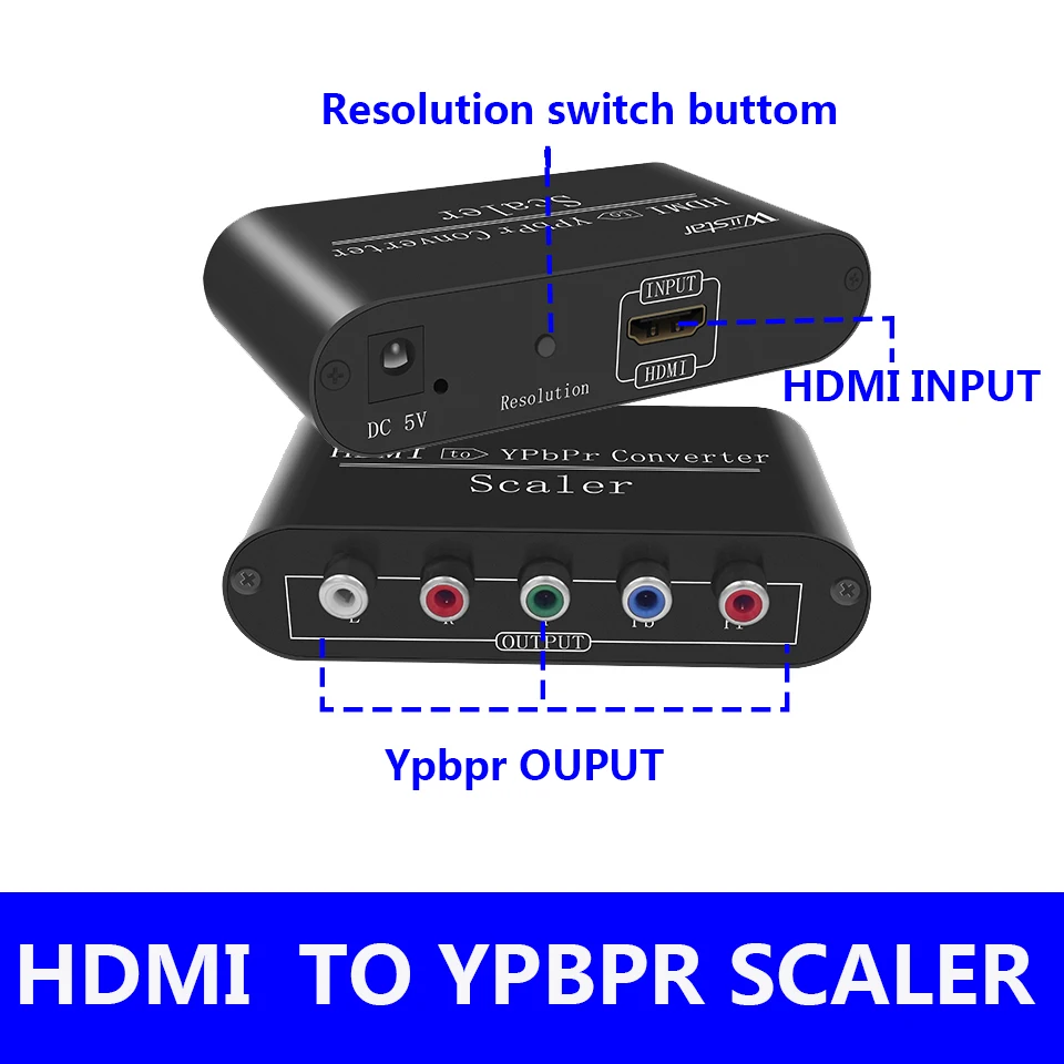 1080P HDMI to component Ypbpr RGB converter adapter HDMI to Ypbpr out adapter converter for TV PS4  with power adapter